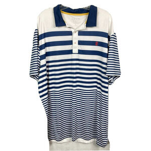 Izod Polo Shirt‎ Mens Sz XL Navy Blue White Stripe Short Sleeve Golf Stretch